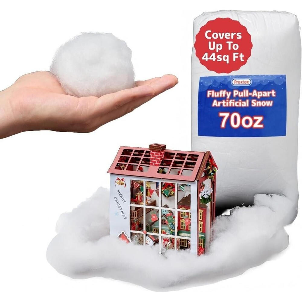 PREXTEX Fake Snow - 70oz - Hypoallergenic & Flame-Resistant Fake Christmas Snow